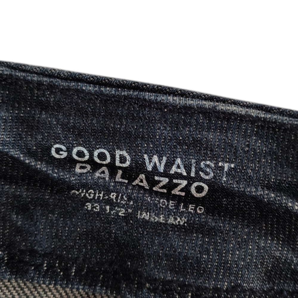 Good American Good Waist Palazzo Wide Leg Jeans in Dark Blue Size 22 - Picture 6 of 9